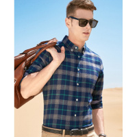 【自营】杰米克 长袖衬衫加厚磨毛舒适亲肤棉质格纹男士长袖衬衫