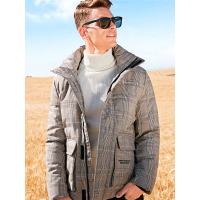 【自营】杰米克 90白鸭绒羽绒服别致格子休闲连帽口袋防风袖男士羽绒服