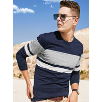 【自营】杰米克 男士T恤衫长袖套头圆领T恤打底百搭