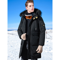 【自营】杰米克 男士羽绒服大毛领时尚大口袋连帽毛领长款男士羽绒服