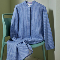 杉杉【舒适纯棉】夏季长款家居服薄款透气宽松长袖印度风女士睡裙