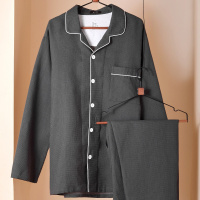 杉杉【100%纯棉】居家休闲内衣华夫格单层纺纱男士睡衣家居服男套装