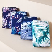 杉杉【4条装】清凉夏季内衣男轻薄透气时尚印花抑菌男士无痕平角内裤