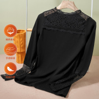 杉杉性感蕾丝透明网纱圆领火辣诱惑内衬外穿上衣长袖T恤女士打底衫