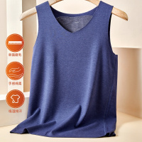 杉杉太极石贴片发热德绒磨毛男士防寒运动无痕裁剪圆领无袖打底背心