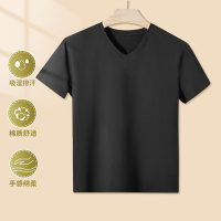 杉杉21年春上新棉质V领吸湿排汗舒适休闲简约百搭短袖男士打底T恤