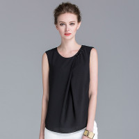 LUXLEAD洛诗琳2016年春夏白色精致圆领钉珠宽松无袖短上衣XSH216479