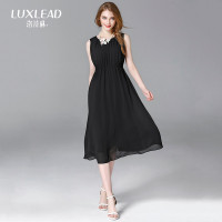 LUXLEAD洛诗琳2016夏款新品圆领无袖中长款连衣裙XDR616520