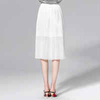 LUXLEAD洛诗琳2016夏装女装新品休闲百搭高腰中长款百褶裙半裙XDRK16835
