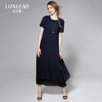 洛诗琳2016夏装新品文艺宽松长款连衣裙女XDR616411