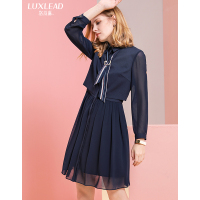 洛诗琳2017秋冬新款女装长袖收腰修身显瘦中长裙OL气质名媛连衣裙LQDR971918