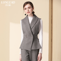 洛诗琳无袖马夹女短款收腰显瘦西装领OL马甲外套2017冬季新款LDCO273683