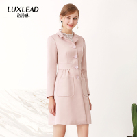 洛诗琳纯色风衣女中长款英伦女装收腰显瘦薄款外套2018春装新款LCFY580093