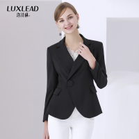 洛诗琳时尚一粒扣通勤OL黑色职业小西装修身显瘦外套2018春装新款LCCO280752