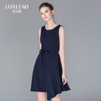 LUXLEAD洛诗琳2016夏款新品时尚圆领无袖A摆连衣裙XDR716419