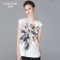 LUXLEAD洛诗琳2016夏款圆领无袖定位印花短上衣XTS616426