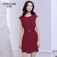 LUXLEAD洛诗琳2016夏款新品香肩镂空设计圆领修身包臀连衣裙XDR716375