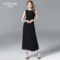LUXLEAD洛诗琳2016夏装新品优雅气质修身圆领无袖礼服长款连衣裙XDRK16831