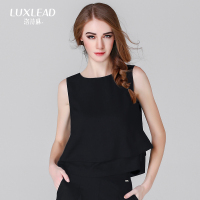 LUXLEAD洛诗琳2016夏装新品圆领无袖下摆双层短上衣（套装）XUNK61090