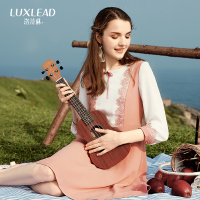 洛诗琳优雅可拆蝴蝶结甜美花边修身拼接撞色连衣裙2018春装新款女