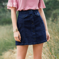 洛诗琳休闲牛仔半身裙复古高腰显瘦2018夏新款港味chic一步a短裙