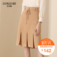 洛诗琳腰部系带设半身裙裙摆扇形开叉设显瘦版权2018年秋季新款