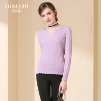 洛诗琳时尚V领针织毛衣短款修身显瘦套头打底衫上衣2017冬新款女