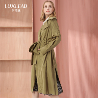 洛诗琳系带收腰长款风衣女过膝端庄大气外套韩版修身2017秋冬新款