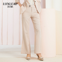 洛诗琳2019春装条纹时尚侧开叉西装裤