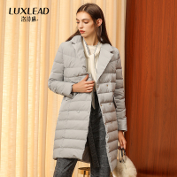 羽绒服女中长款2018冬季新款简约轻薄修身显瘦白鸭绒气质棉衣外套