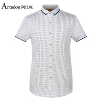 阿仕顿2017夏装新品纯棉短袖衬衫 男士波点商务休闲时尚衬衣