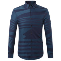 阿仕顿新款热卖男装时尚长袖衬衫 修身男士几何图案个性衬衣