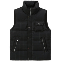 阿仕顿男装时尚休闲拼色格子保暖羽绒马甲上衣外套羽绒背心男