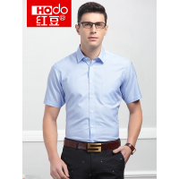 HODO红豆男装夏季男士衬衫轻商务休闲时尚修身舒适微弹短袖衬衫男