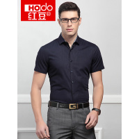 HODO红豆男装夏季男士衬衫轻商务休闲简约气质暗纹短袖衬衫男