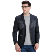 HODO红豆男装春秋季男士西服轻时尚个性提花修身休闲单西便西西服男