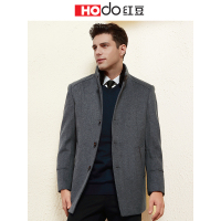 HODO红豆男装秋冬季男士大衣轻时尚獭兔毛领立领羊毛混纺修身加厚毛呢大衣男外套