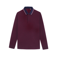 HODO红豆男装春秋简约商务系列时尚撞色翻领长袖T恤男