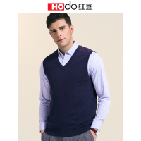 HODO红豆男装 男士针织背心 2019春季新款男V领爸爸装针织衫中老年马甲坎肩爸爸毛衣