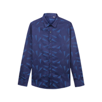 HODO红豆男装简约商务系列男士商务气质印花休闲长袖衬衫男