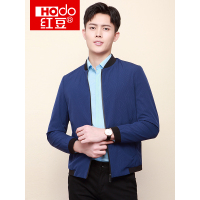 HODO红豆男装 男士夹克 2019春季新款休闲棒球领暗条纹夹克