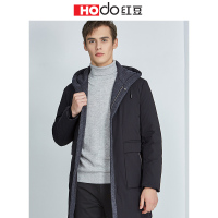 HODO 红豆男装冬季羽绒服长款连帽防风保暖休闲舒适白鸭绒羽绒服外套男