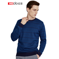 HODO红豆男装冬季男士毛衣针织衫罗纹圆领内里加绒保暖休闲条纹舒适罗纹下摆打底外穿百搭毛衫男