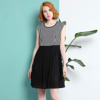 A&D女士条纹百褶修身连衣裙