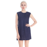 A&D女士时尚减龄款清新波点连衣裙蓝色