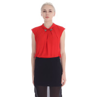 A&D女士时尚百搭雪纺无袖衬衫红色