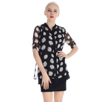 A&D女士清新文艺波点雪纺衬衫