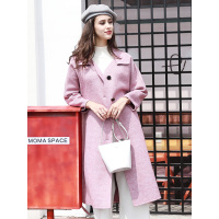 A&D优雅淑女腰带设计后开叉女式中长款大衣外套