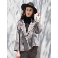 A&D减龄可爱双排扣翻领蝙蝠袖女式外套