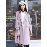 A&D时尚淑女西装领女式中长款茧型大衣外套梦幻紫